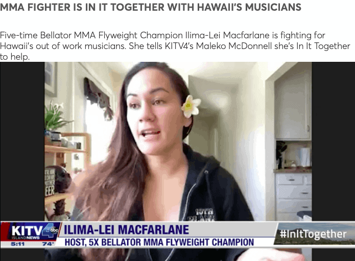 Hawaii MMA News: Bellator MMA Fighter Ilima-Lei MacFarlane supports local Musicians