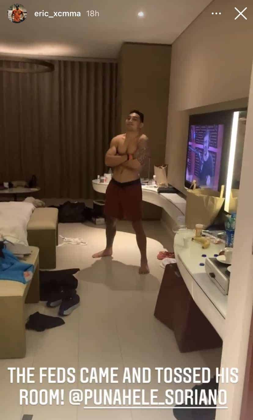 Hawaii MMA News UFC Fighter Punehele Soriano messy room in Abu Dhabi