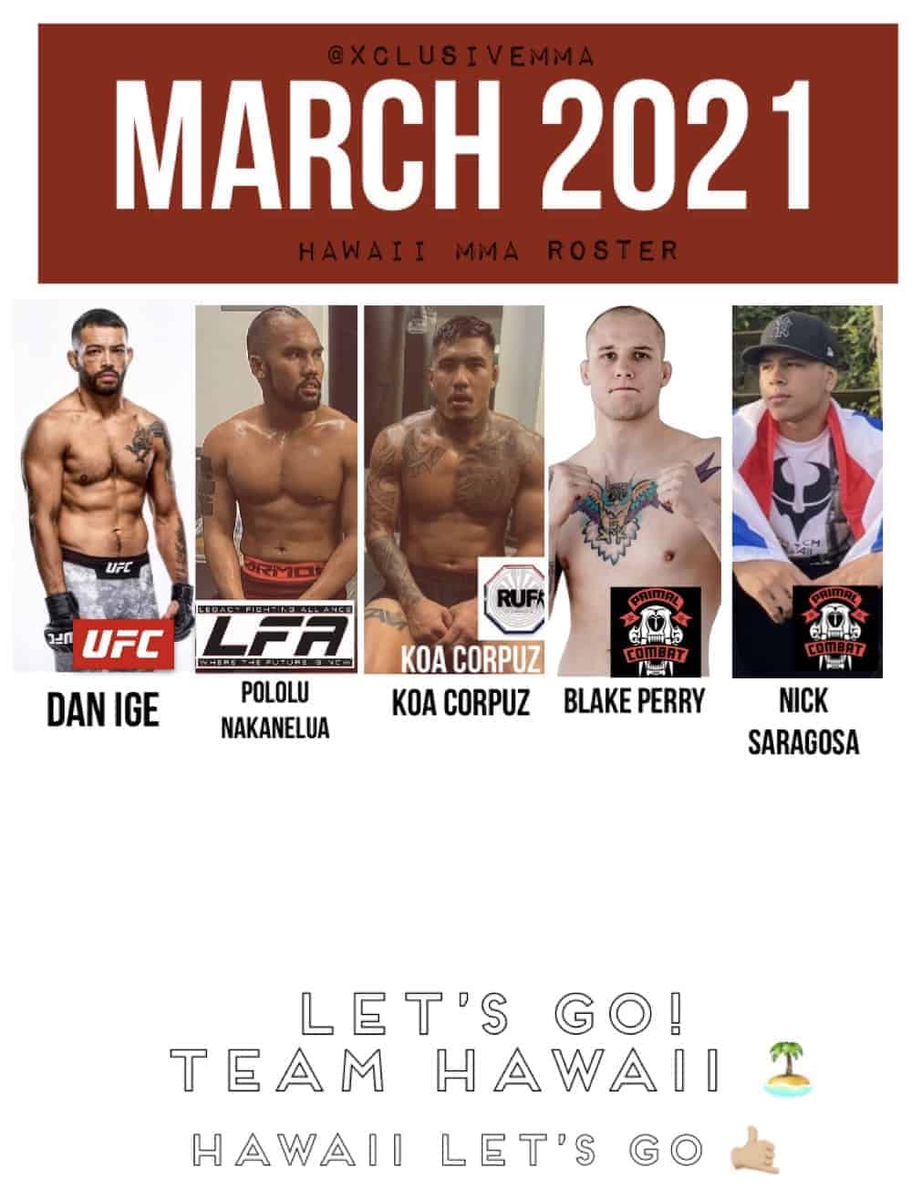 Hawaii MMA Fight Schedule March 2021