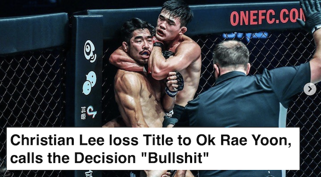Christian Lee loss Title to Ok Rae Yoon, calls the Decision "Bullshit"